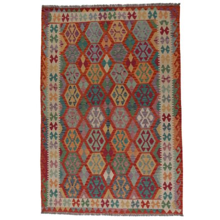 Ethnic Kelim rug Chobi 203x292 Handmade Afghan wool Kilim rug