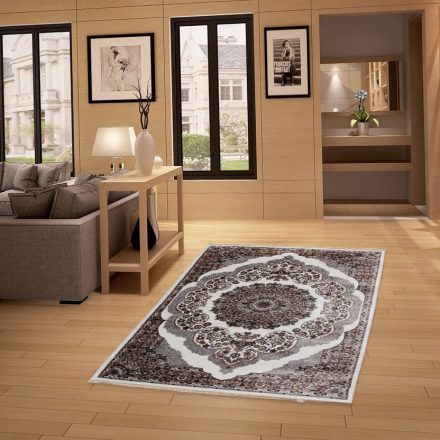 Classic carpet beige brown 140x200 machine-made polyester rug