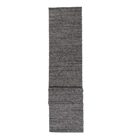 Grey wool runner rug Rustic 90x438 wool carpet to hallway