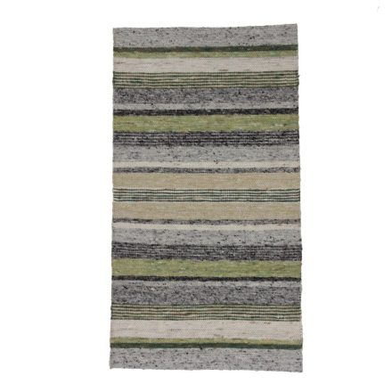 Green wool carpet Rustic 90x163 Thick rug