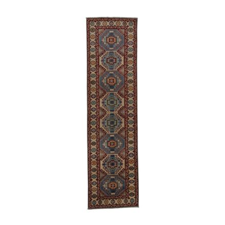 Kazak oriental runner rug 80x301 handmade carpet for hallway