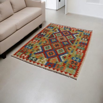 Maimana Kilim rug 126x176 hand woven afghan wool Kelim