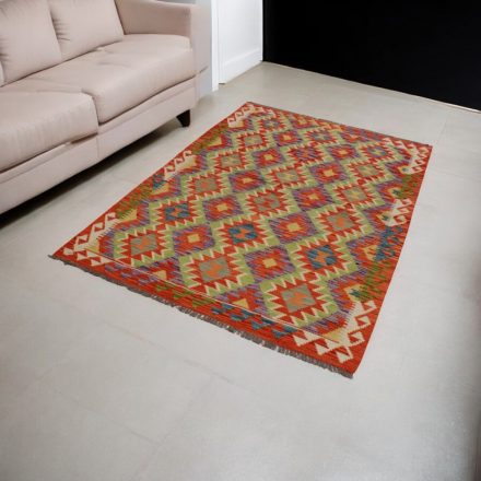 Maimana Kilim rug 125x183 hand woven afghan wool Kelim