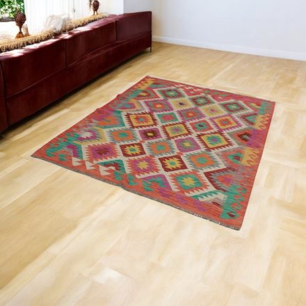 Wool Kilim rug Chobi 157x198 hand woven afghan Kelim rug