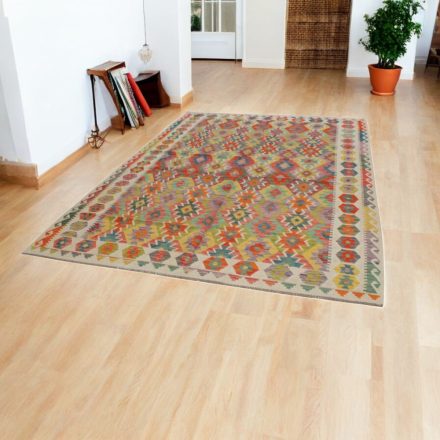 Afghan hand woven Kelim Chobi 205x301 Afghan wool Kilim rug