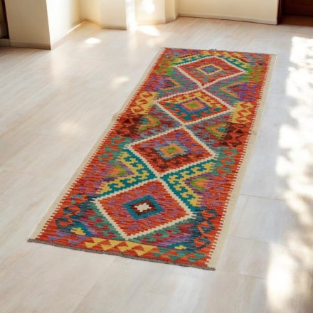 Afghan Kelim runner rug Chobi 65x206 ethnic hand woven Kilim