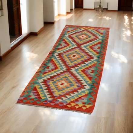 Afghan hand woven Kelim runner Chobi 66x205 Afghan wool Kilim rug