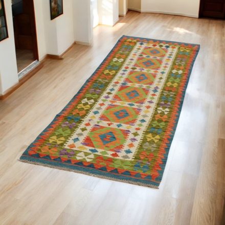 Afghan hand woven Kelim runner rug Chobi 80x244 Afghan wool Kilim rug