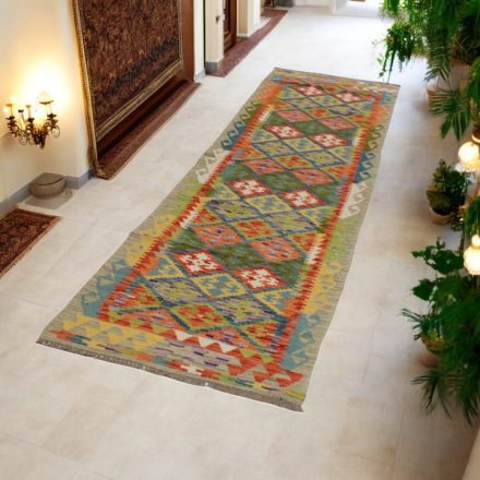 Wool Kilim runner rug Chobi 79x292 hand woven afghan Kelim rug