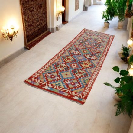 Wool Kilim runner rug Chobi 82x284 hand woven afghan Kelim rug