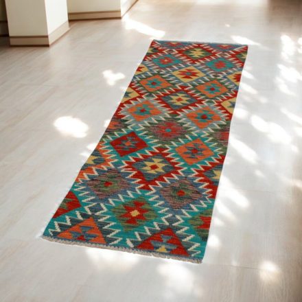 Maimana Kilim runner rug 58x203 hand woven afghan wool Kelim