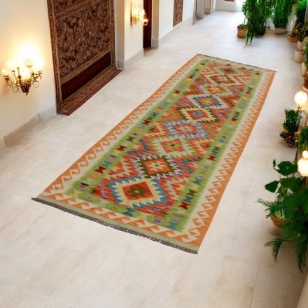 Maimana Kilim runner rug 84x302 hand woven afghan wool Kelim