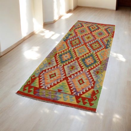 Afghan hand woven Kelim runner rug 88x290 Afghan wool Kilim rug