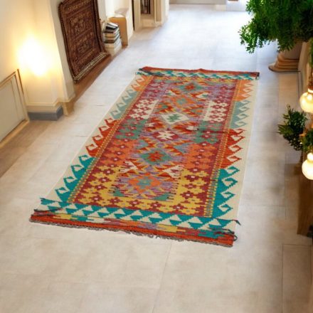 Ethnic Kilim runner rug Chobi 85x194 hand woven afghan rug