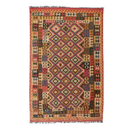 Wool Kelim rug Chobi 198x303 hand woven Afghan Kilim rug to living room