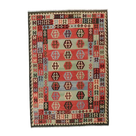 Wool Kelim rug Chobi 202x293 hand woven Afghan Kilim rug to living room