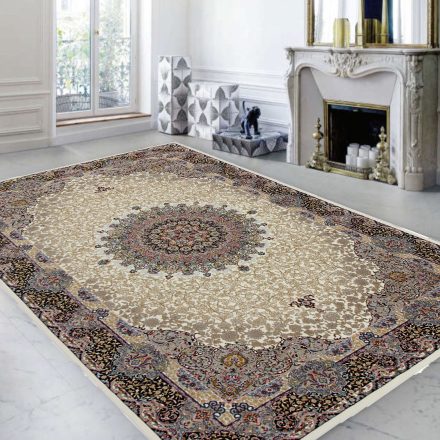 Persian carpet cream Kerman 200x300 exclusive living room rug of acrylic